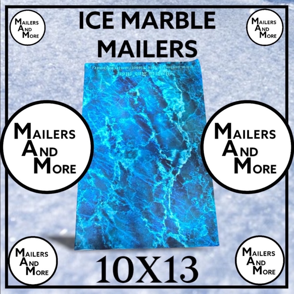 50 10X13 Poly Mailers Ice Water Marble Blue, Shipping Envelopes PRICE IS FIRM - Picture 5 of 7